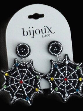 Bijoux Bar Spiderweb Beaded Dangle Earrings